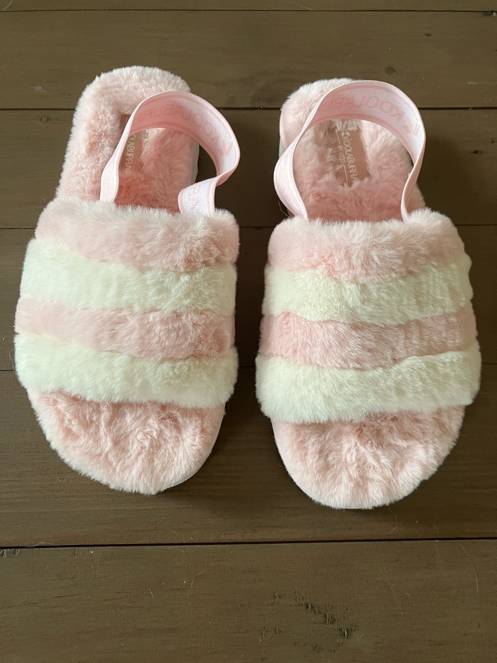 Koolaburra by Ugg Pink and White Platform Slide Sandals